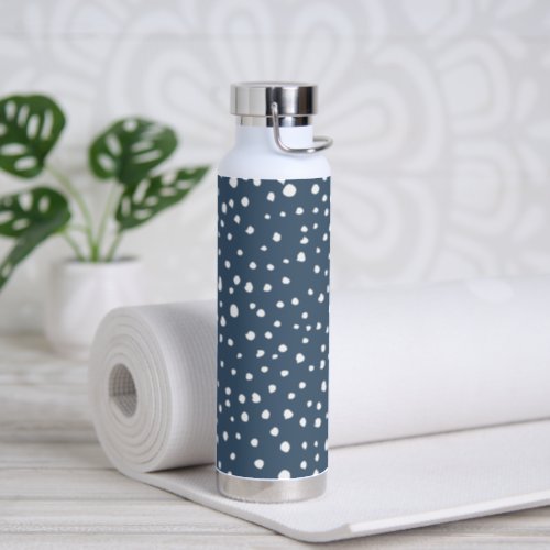 Navy Blue Dalmatian Spots Dalmatian Dots Dotted Water Bottle