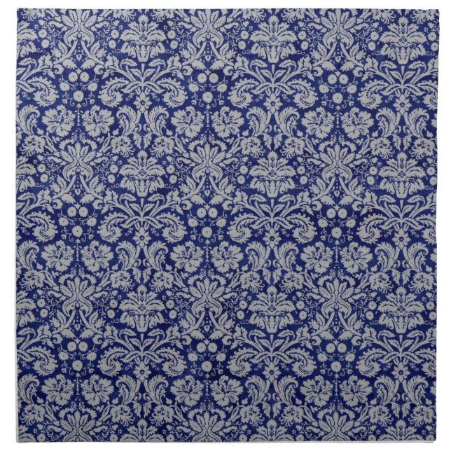 Navy Blue Damask Cloth Napkin (Front)