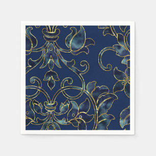 Navy Blue Damask on Any Color Background Napkins