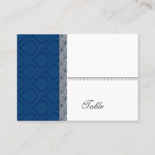 Navy Blue Damask Place Card - Wedding Party Business Card