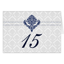 "navy blue" damask table seating card