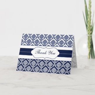"navy blue" damask ThankYou Cards