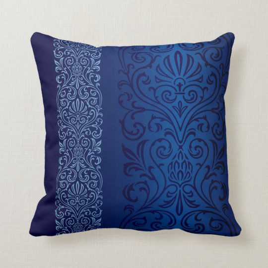 Navy Blue Damask Throw Pillow | Zazzle.com