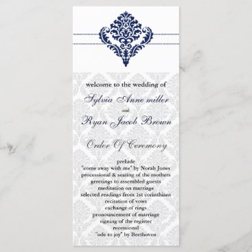"navy blue" damask Wedding program