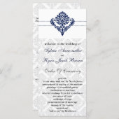 "navy blue" damask Wedding program (Front/Back)