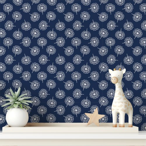 Navy Blue Dandelion Wallpaper