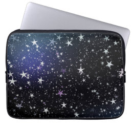 Navy Blue Dark Night Stars Beautiful Elegant Laptop Sleeve