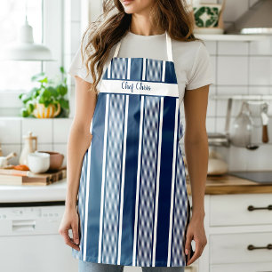 Navy Blue Deckchair Stripe Apron