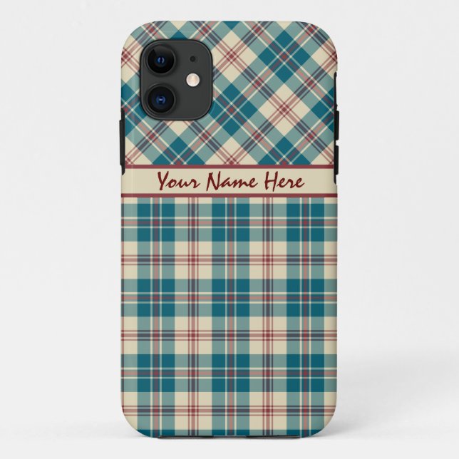 Navy Blue, Deep Red, Beige Plaid iPhone 5/5s Case (Back)