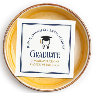 Navy Blue Dental School Custom Graduation Party Napkins