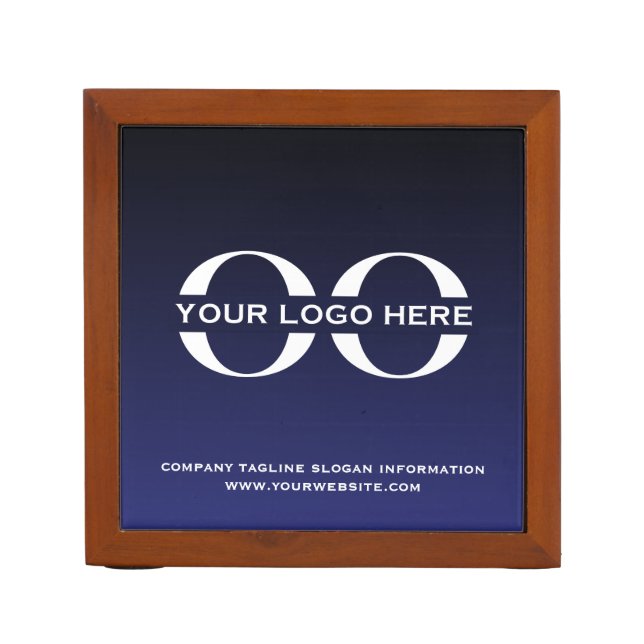 Navy Blue Desk Organizer Company Logo (Front)