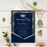 Navy Blue Diamonds Gold Graduation Cap Graduation Invitation