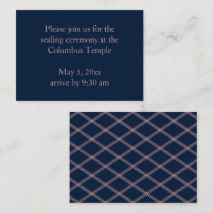 Navy Blue Diamonds Temple Sealing Invitation