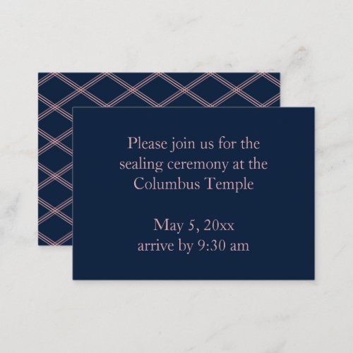 Navy Blue Diamonds Temple Sealing Invitation