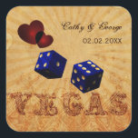 navy blue dice Vintage Vegas favor stickers<br><div class="desc">rustic vintage Vegas design with navy blue colored dice and shabby chic red hearts,  Vegas wedding favor stickers ,  envelope labels. Matching products also available.</div>