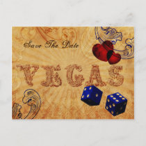 navy blue dice Vintage Vegas save the date Announcement Postcard