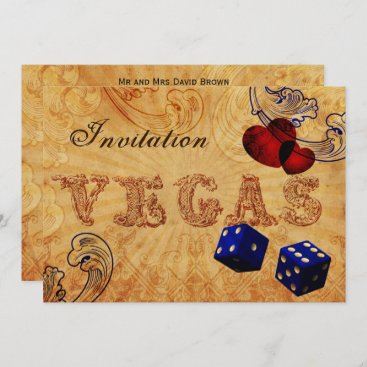 navy blue dice Vintage Vegas wedding invites