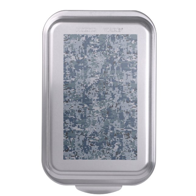 Navy Blue Digital Camo Camouflage Cake Pan (Front Vertical)