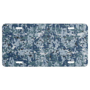 Navy Blue Digital Camo Camouflage License Plate