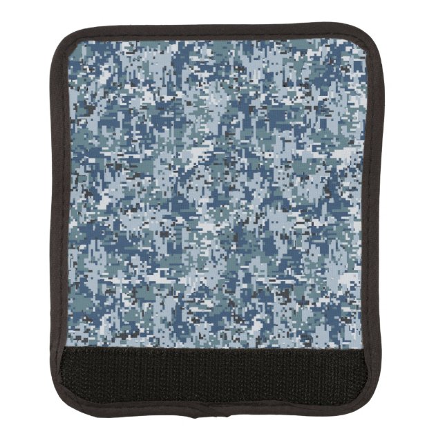 Navy Blue Digital Camo Camouflage Luggage Handle Wrap (Front)