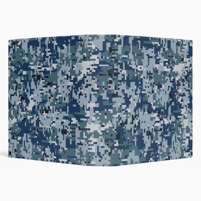 Navy Blue Digital Camouflage Decor Binder (Background)