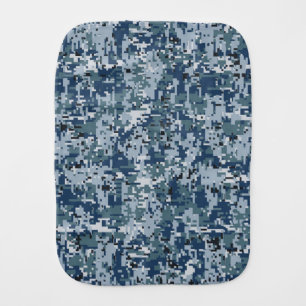 Navy Blue Digital Camouflage Decor Burp Cloth