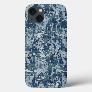 Navy Blue Digital Camouflage Decor iPhone 13 Case