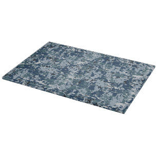Navy Blue Digital Camouflage Decor Cutting Board