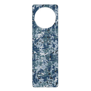 Navy Blue Digital Camouflage Decor Door Hanger