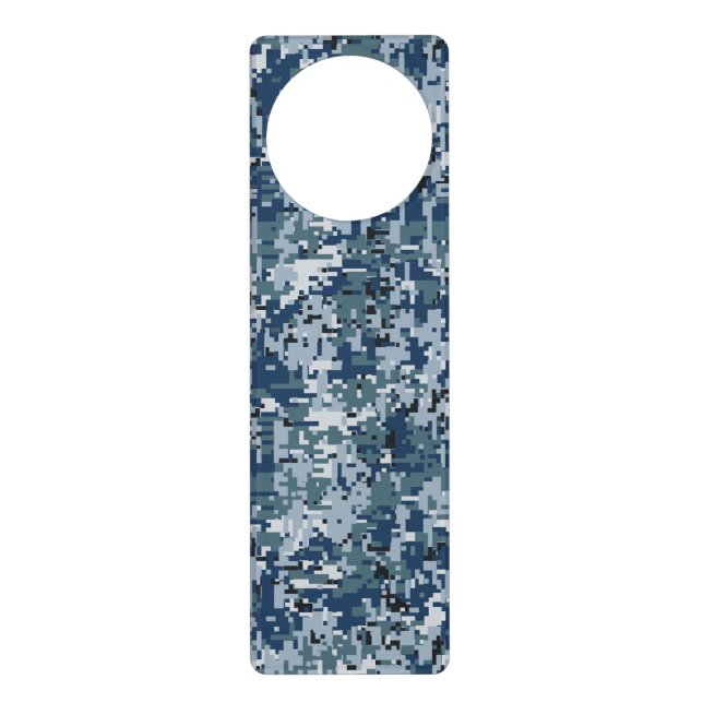 Navy Blue Digital Camouflage Decor Door Hanger (Front)