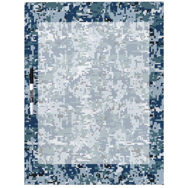 Navy Blue Digital Camouflage Decor Dry Erase Board (Front)