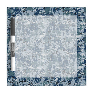 Navy Blue Digital Camouflage Decor Dry Erase Board