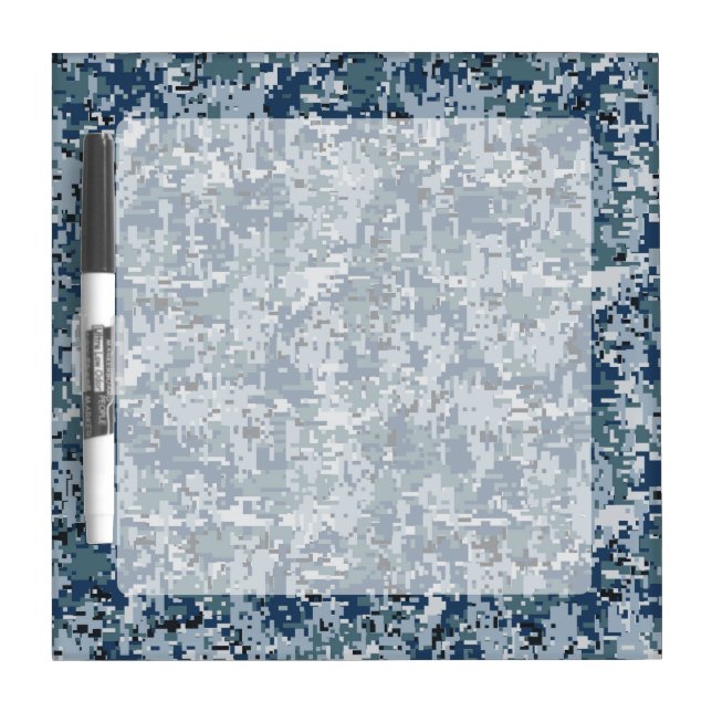 Navy Blue Digital Camouflage Decor Dry Erase Board (Front)
