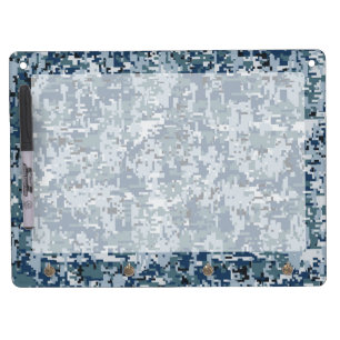 Navy Blue Digital Camouflage Decor Dry Erase Board With Keychain Holder