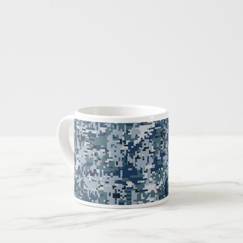 Navy Blue Digital Camouflage Decor Espresso Cup