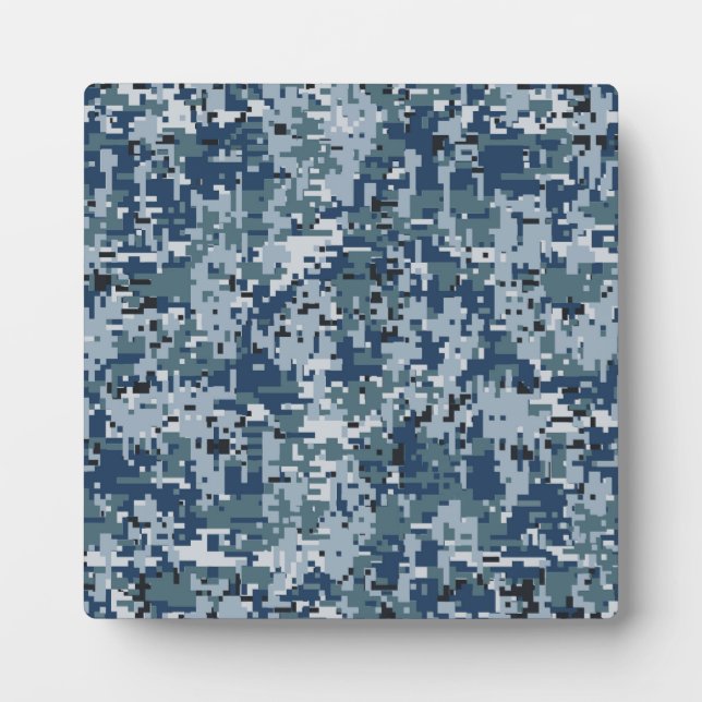 Navy Blue Digital Camouflage Decor Plaque (Front)