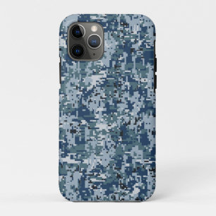 Navy Blue Digital Camouflage Design iPhone 11 Pro Case