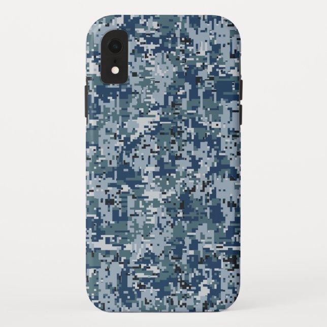 Navy Blue Digital Camouflage Design Case-Mate iPhone Case (Back)