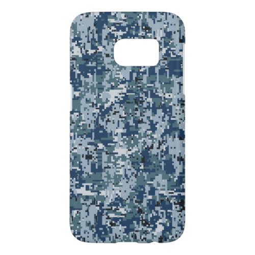 Navy Blue Digital Camouflage Design Samsung Galaxy S7 Case