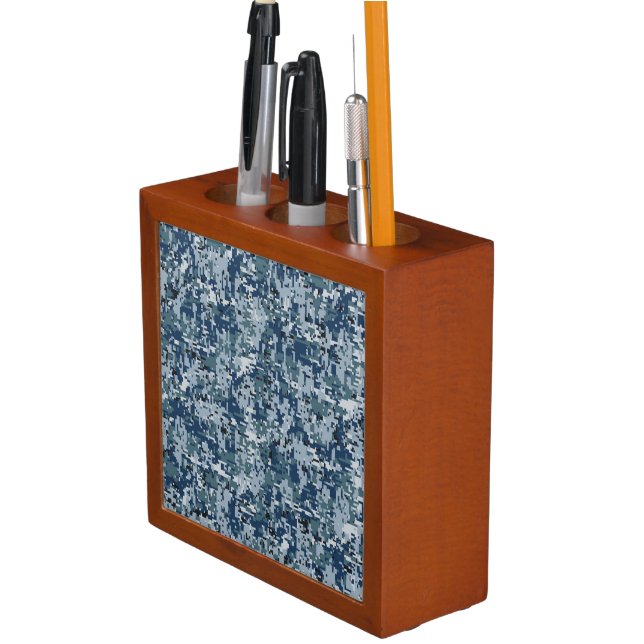 Navy Blue Digital Camouflage Design Pencil/Pen Holder (In Situ)