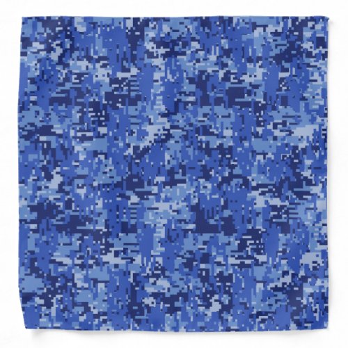 Navy Blue Digital Pixels Camouflage Texture Decor Bandana