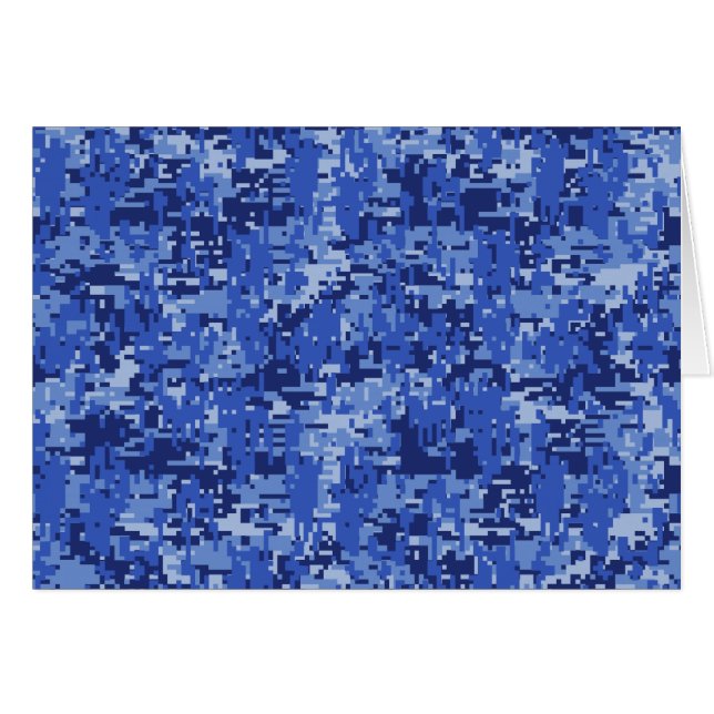 Navy Blue Digital Pixels Camouflage Texture Decor Cards (Front Horizontal)
