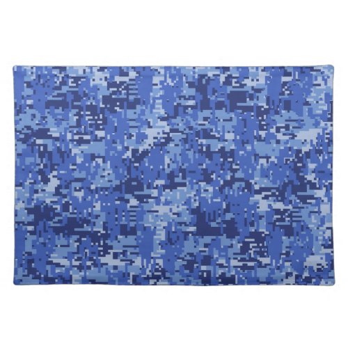 Navy Blue Digital Pixels Camouflage Texture Decor Cloth Placemat
