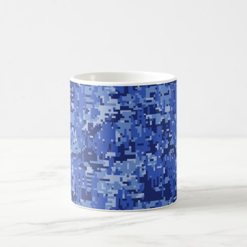 Navy Blue Digital Pixels Camouflage Texture Decor Coffee Mug