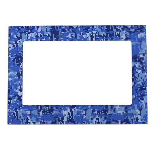 Navy Blue Digital Pixels Camouflage Texture Decor Magnetic Frame