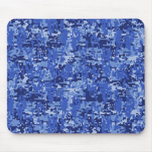 Navy Blue Digital Pixels Camouflage Texture Decor Mouse Pad (Front)