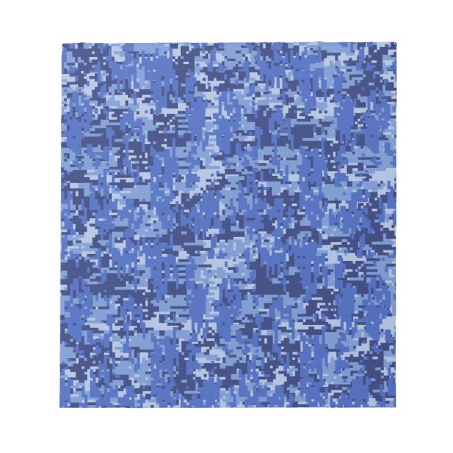 Navy Blue Digital Pixels Camouflage Texture Decor Notepad (Front)