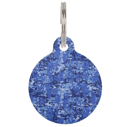 Navy Blue Digital Pixels Camouflage Texture Decor Pet Tag