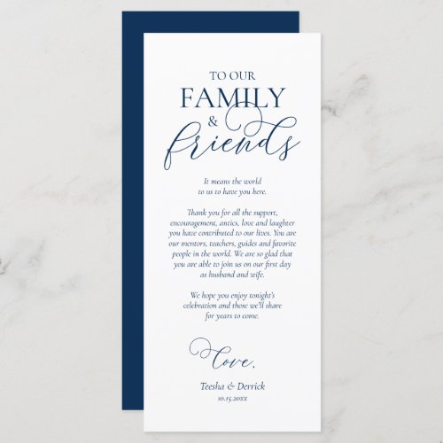 Navy Blue Dinner Place Setting Thank You Card