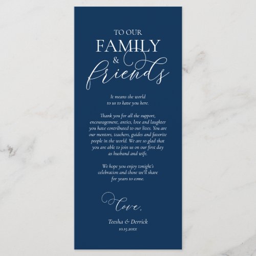 Navy Blue Dinner Place Setting Thank You Card